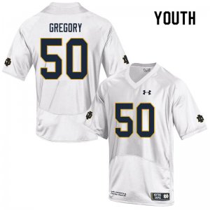 Notre Dame Fighting Irish Youth Reed Gregory #50 White Under Armour Authentic Stitched College NCAA Football Jersey MXE2099HT